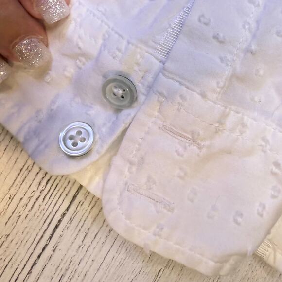 Talbots medium white swiss dot women button up blouse cottage capsule career - Picture 7 of 7